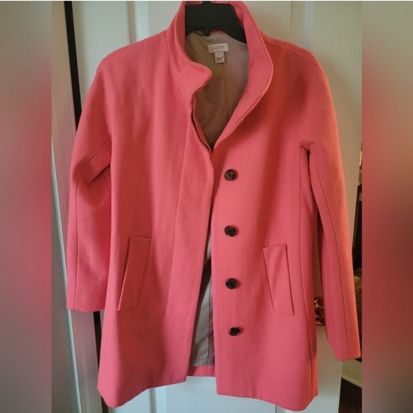 J.Crew Cocoon Coat in Italian Stadium-Cloth Wool Blend Coral Pink Size 0 - Picture 3 of 9